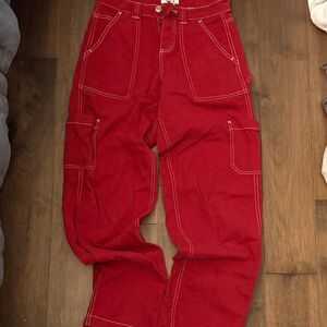 Garage Red Cargo Joggers